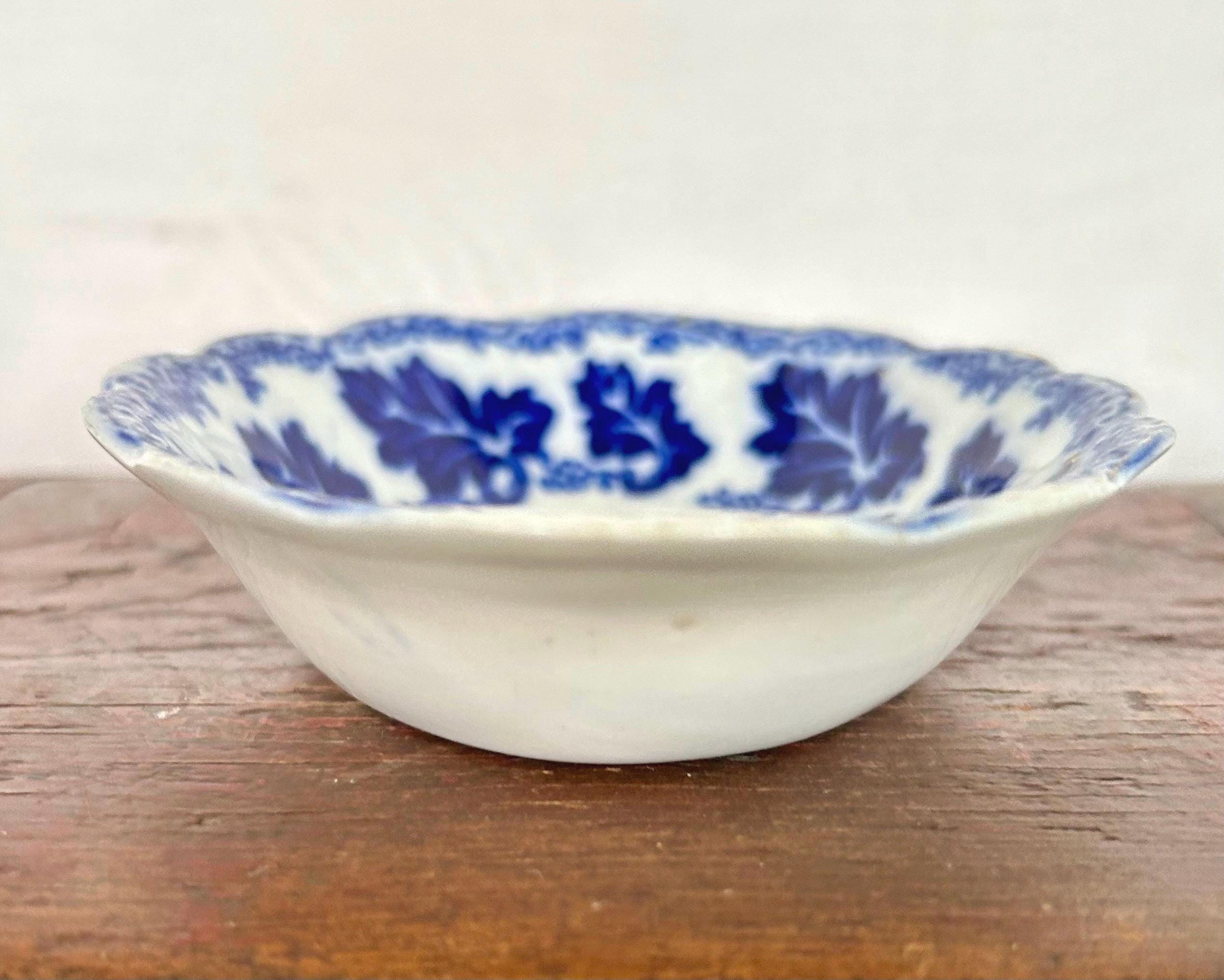 Antique Johnson Brothers Flow Blue Small Transferware Serving Bowl