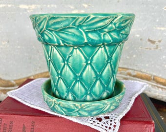 くぅ　　　　　　　　　　　　　　　　　　　　　【Vintage】McCoy McCoy Vintage Miniature Wave Flower Pot Planter Orange Mid Century