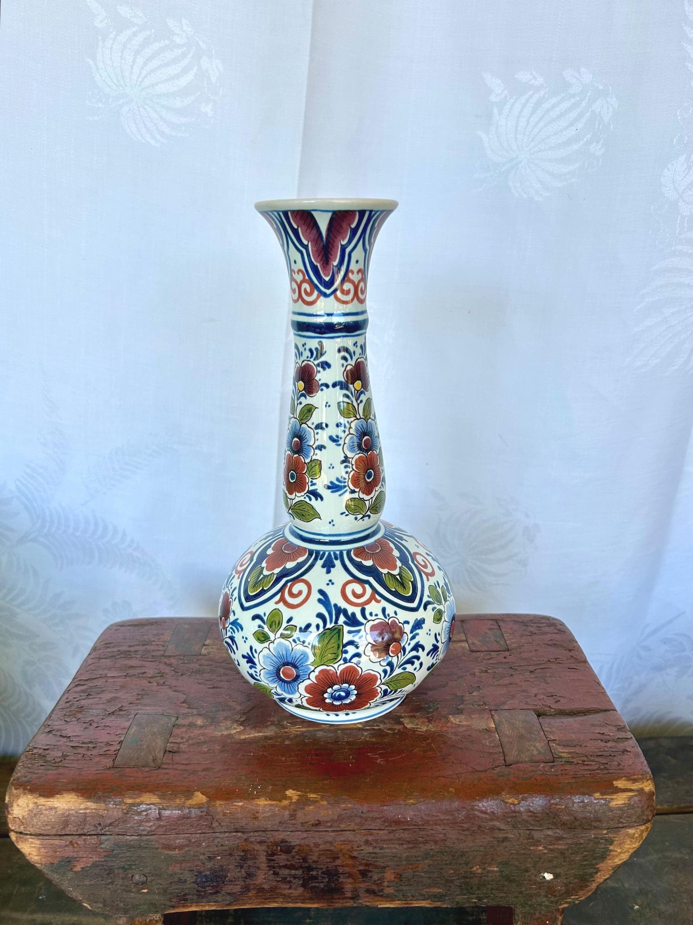 A Dutch Delft Polychrome Large Octagonal Vase and Cover