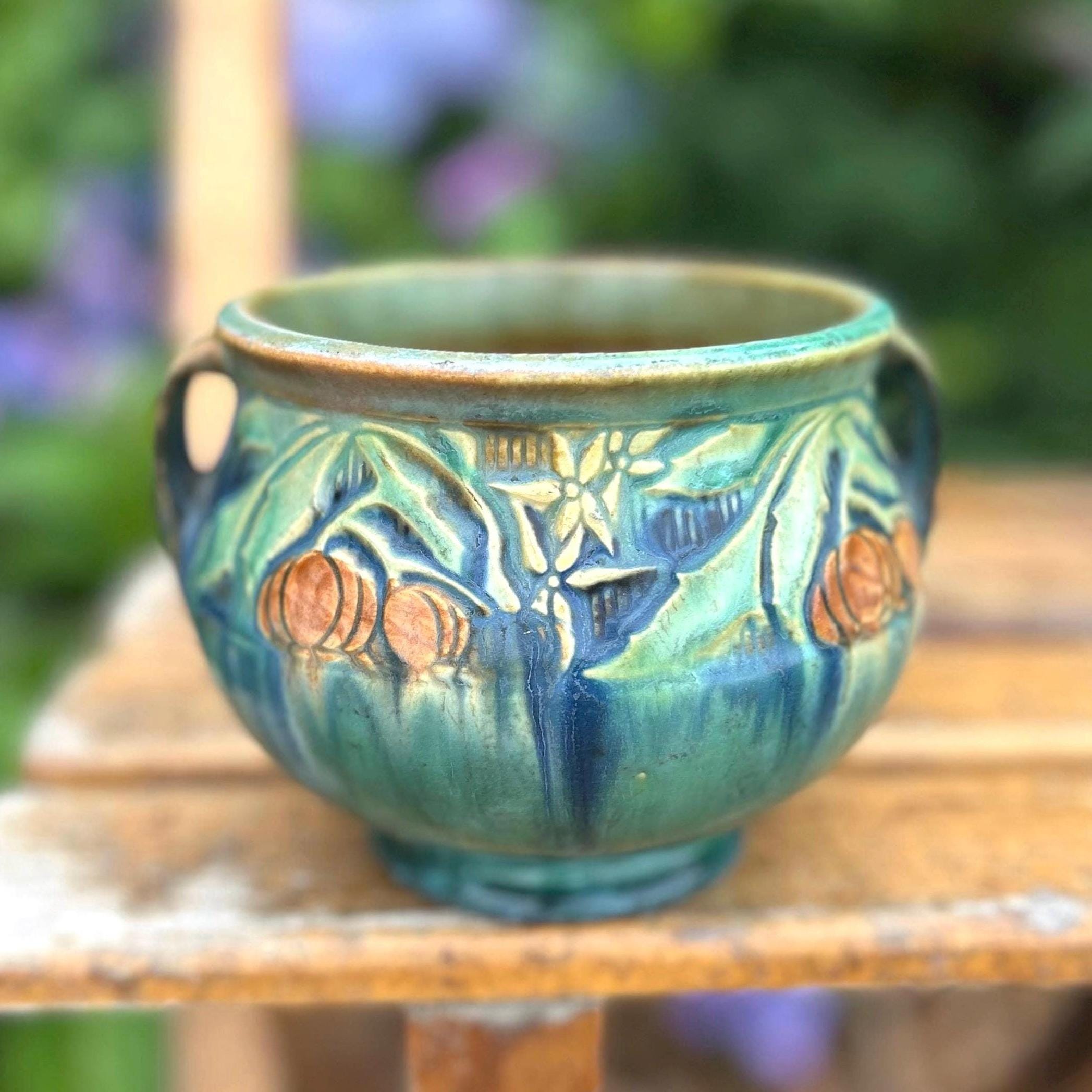 Vintage Roseville Pottery Baneda Two Handled Jardiniere 626-4 Rare