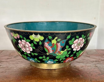 Antique Vintage Cloisonné Copper Bowl