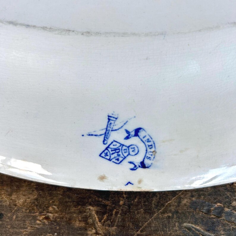 Extremely Rare Large Ridgway Asethetic Indus Pattern Transferware Oval ...