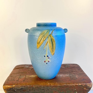 Vintage Weller Pottery Cornish Blue Urn Shaped Vase - Please Read Description
