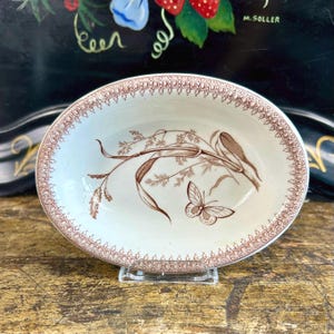 Antique T&R Boote “Summer Time” Brown Transferware Ironstone Soap Dish
