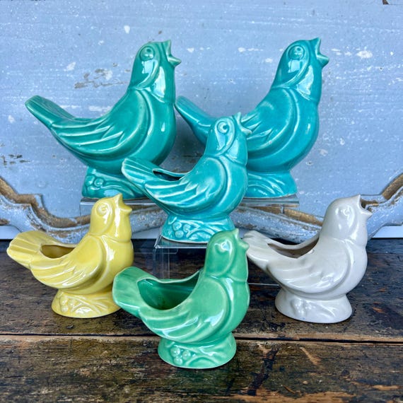 Vintage Mccoy Pottery Singing Bird Planter in Turquoise - Etsy