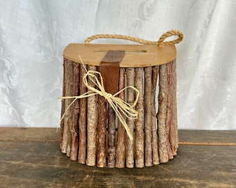 Vintage Fishing Basket Twig Tissue Box Holder