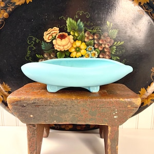 Vintage McCoy Pottery Turquoise Console Planter with Scrolled Legs