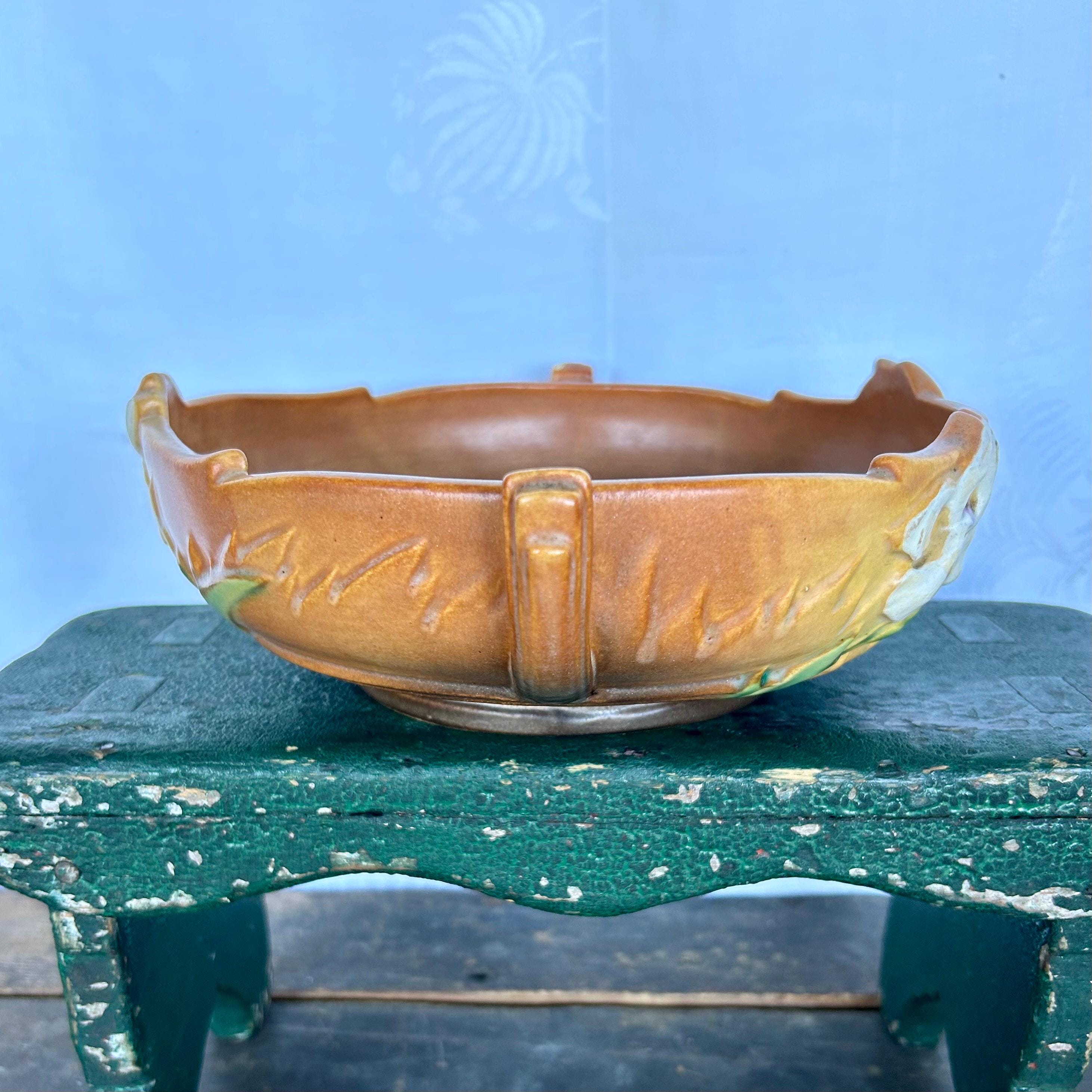 Vintage Roseville Pottery White Iris Pink Console Bowl 361-8 - Etsy