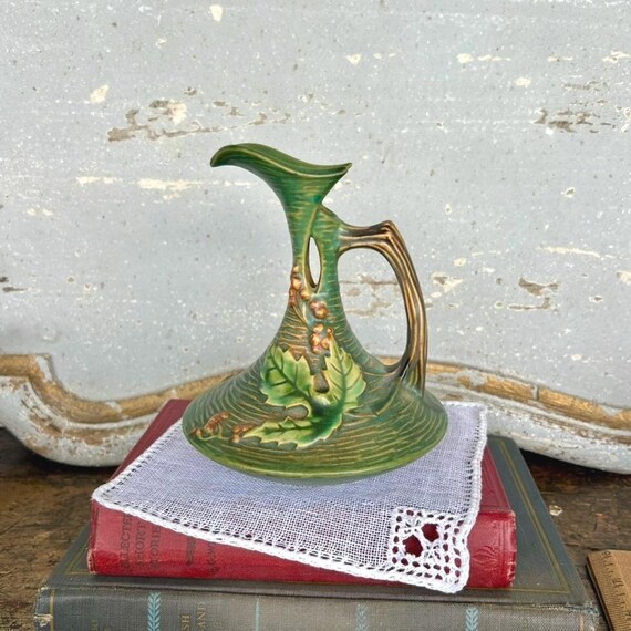 Vintage Mid Century Modern Roseville Art Pottery Bushberry Ewer in