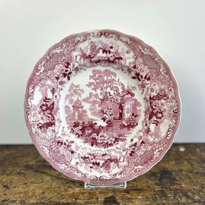 Rare Antique Staffordshire Romantic Red Transferware “Sicilian” Plate by Charles Meigh c1830