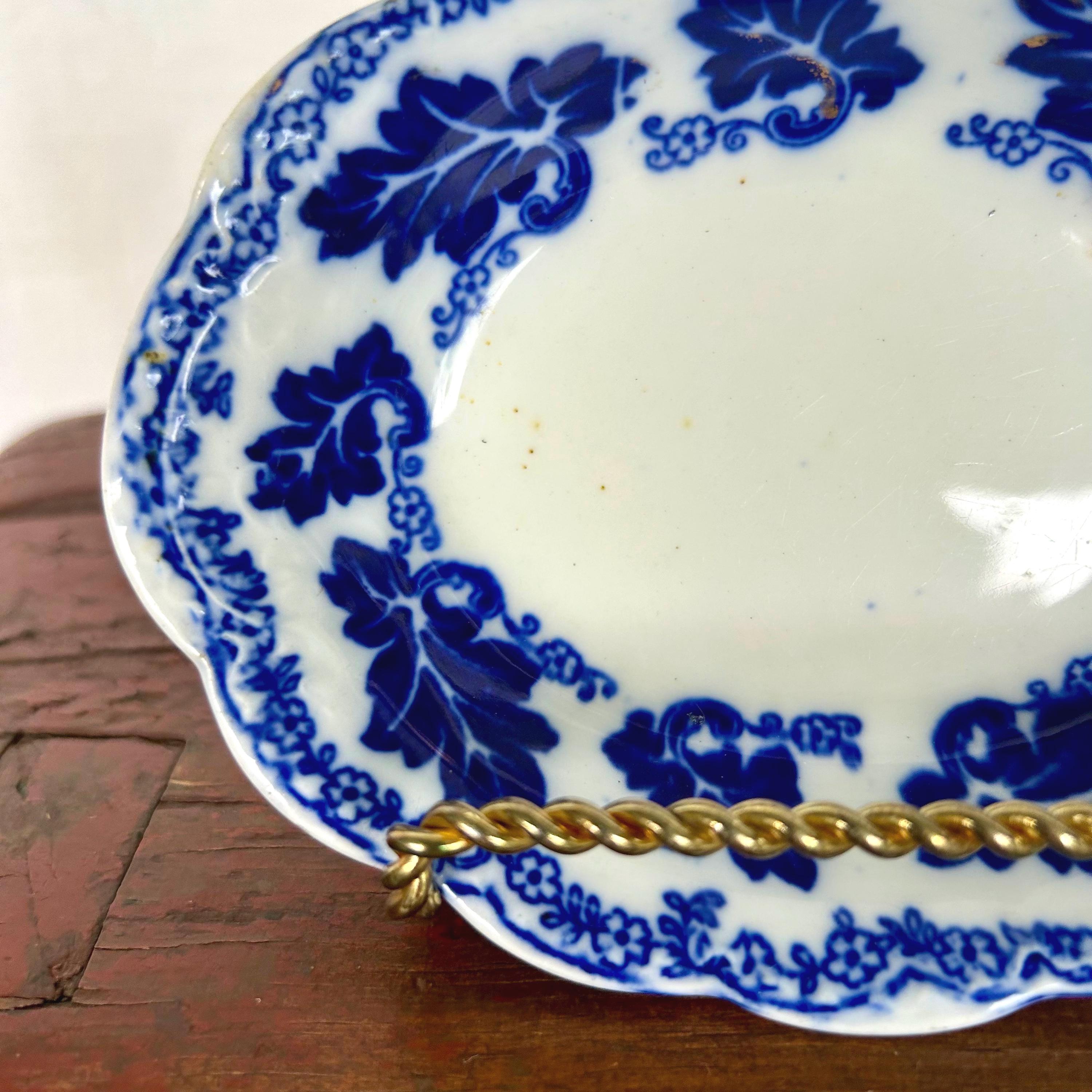 Antique Johnson Brothers Flow Blue Small Transferware Serving Bowl