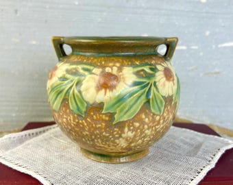 Vintage Roseville Pottery Dahlrose Jardiniere Planter 495-4