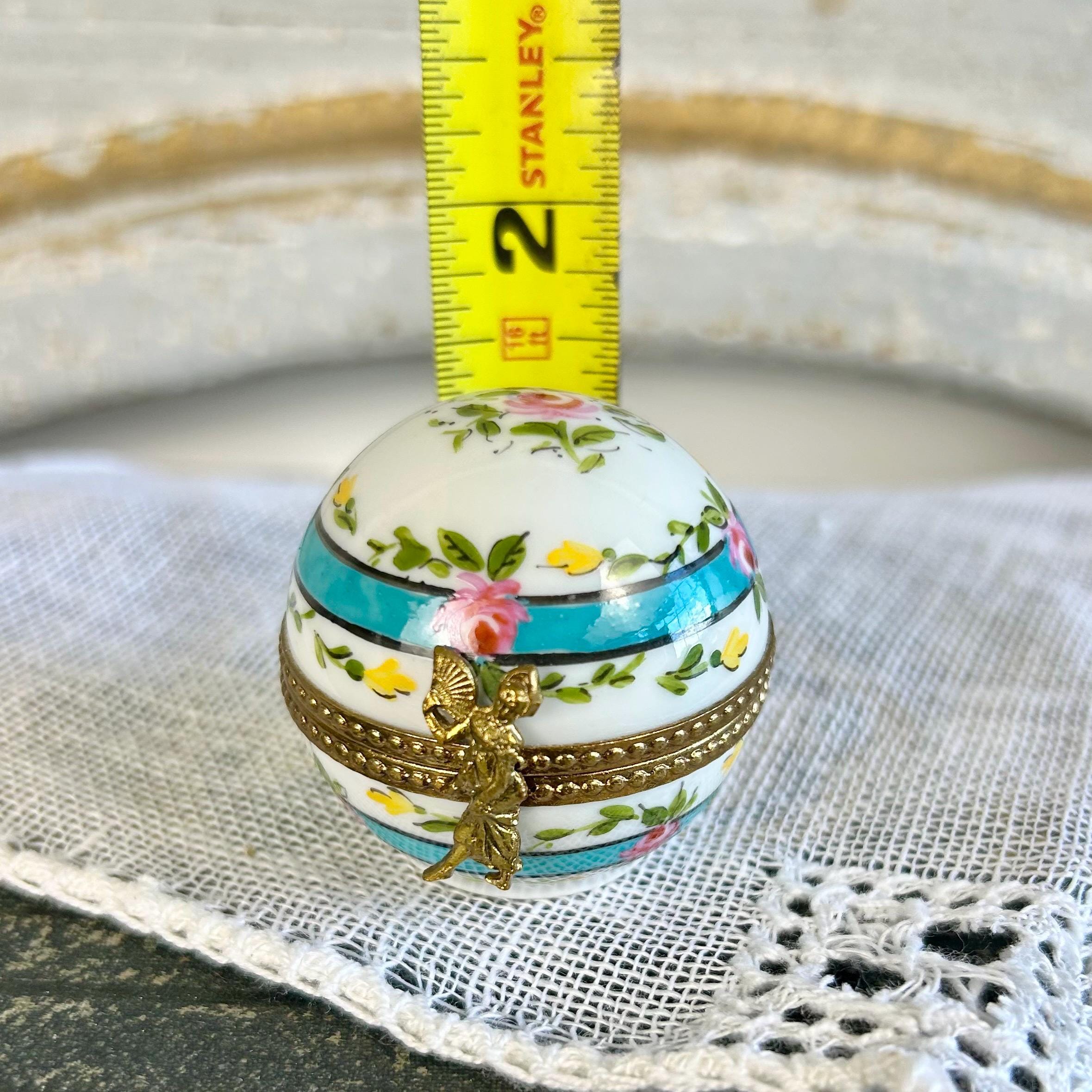 Rare Spherical Peint Main Limoges Hand Painted Serves Floral