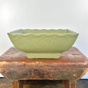 Vintage McCoy Pottery Rectangular Planter in Olive Matte Green