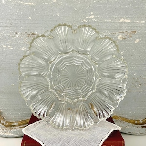 Vintage Mid Century Anchor Hocking Deviled Egg Serving Plate
