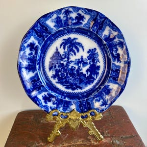 Antique Flow Blue W Adams & Co “Kyber” English 8 inch Transferware Plate