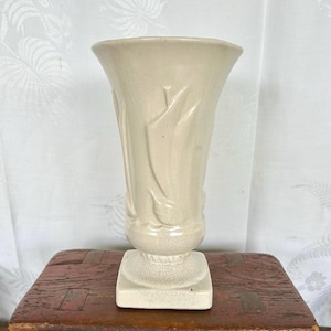 Vintage Nelson McCoy Pottery Sailboat Vase in White