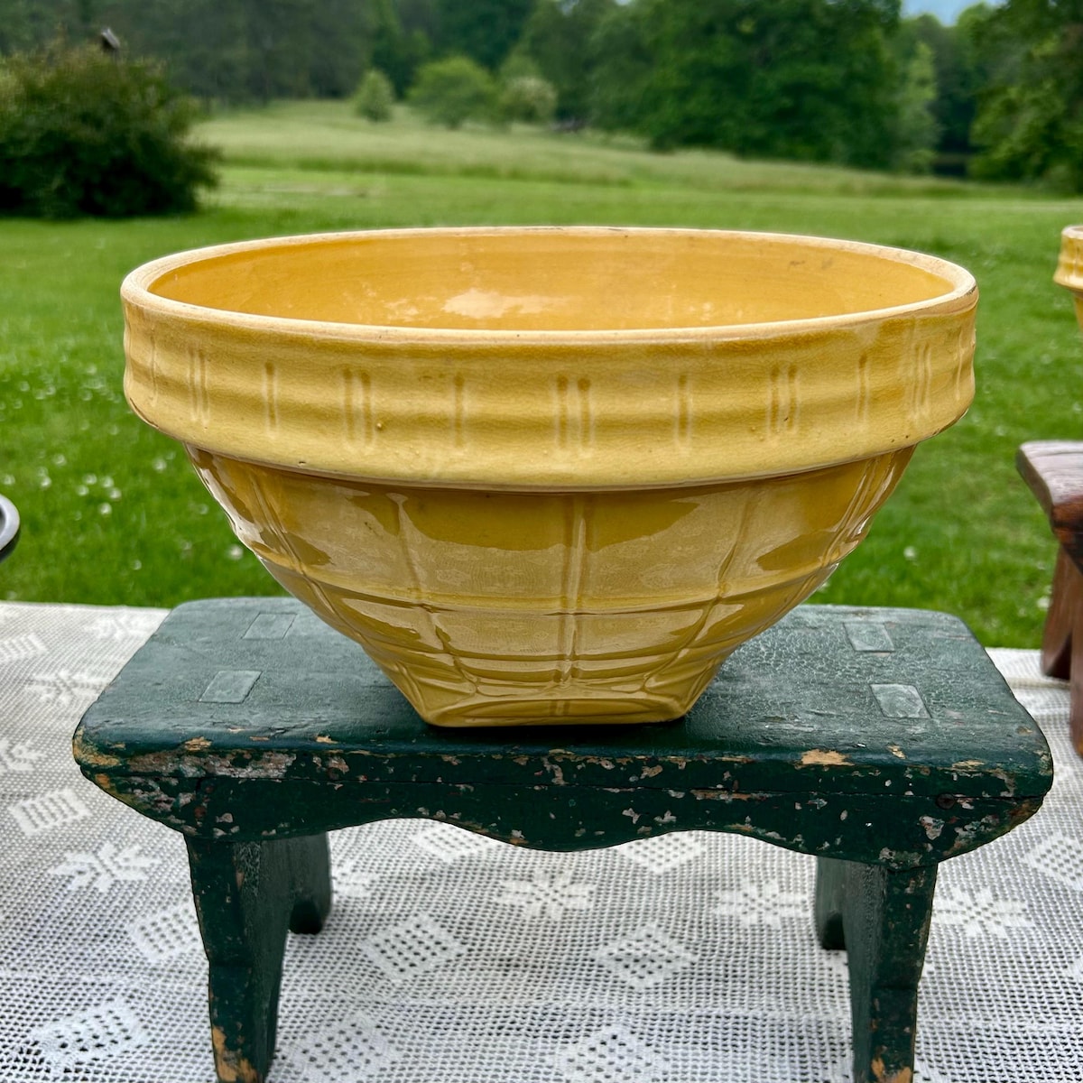Mccoy Pottery Number 11 Yellow Ware Windowpane Mixing Bowl With the Square Base - Etsy