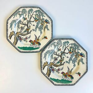 Very Rare Pair of Antique 1800’s Mason’s England Ironstone Sandwich Plates in the Koro Pattern