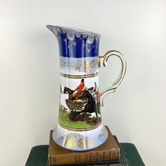 Antique French Limoges European Equestrian Fox Hunting Scene