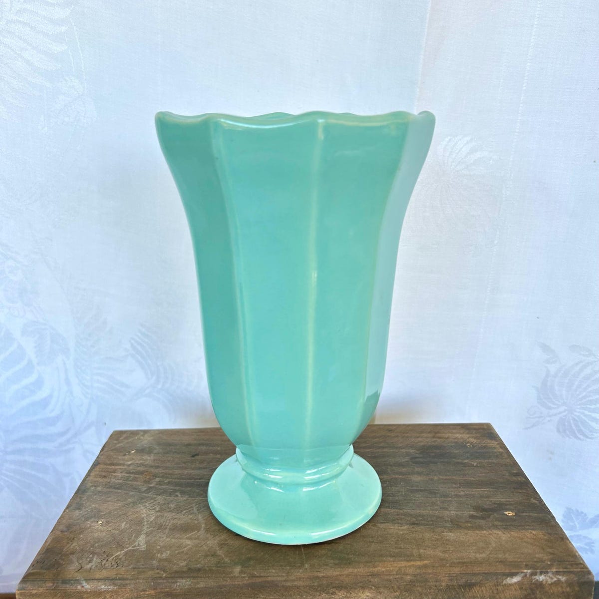 Vintage Mccoy Glossy Aqua Fluted Panel Vase - Etsy