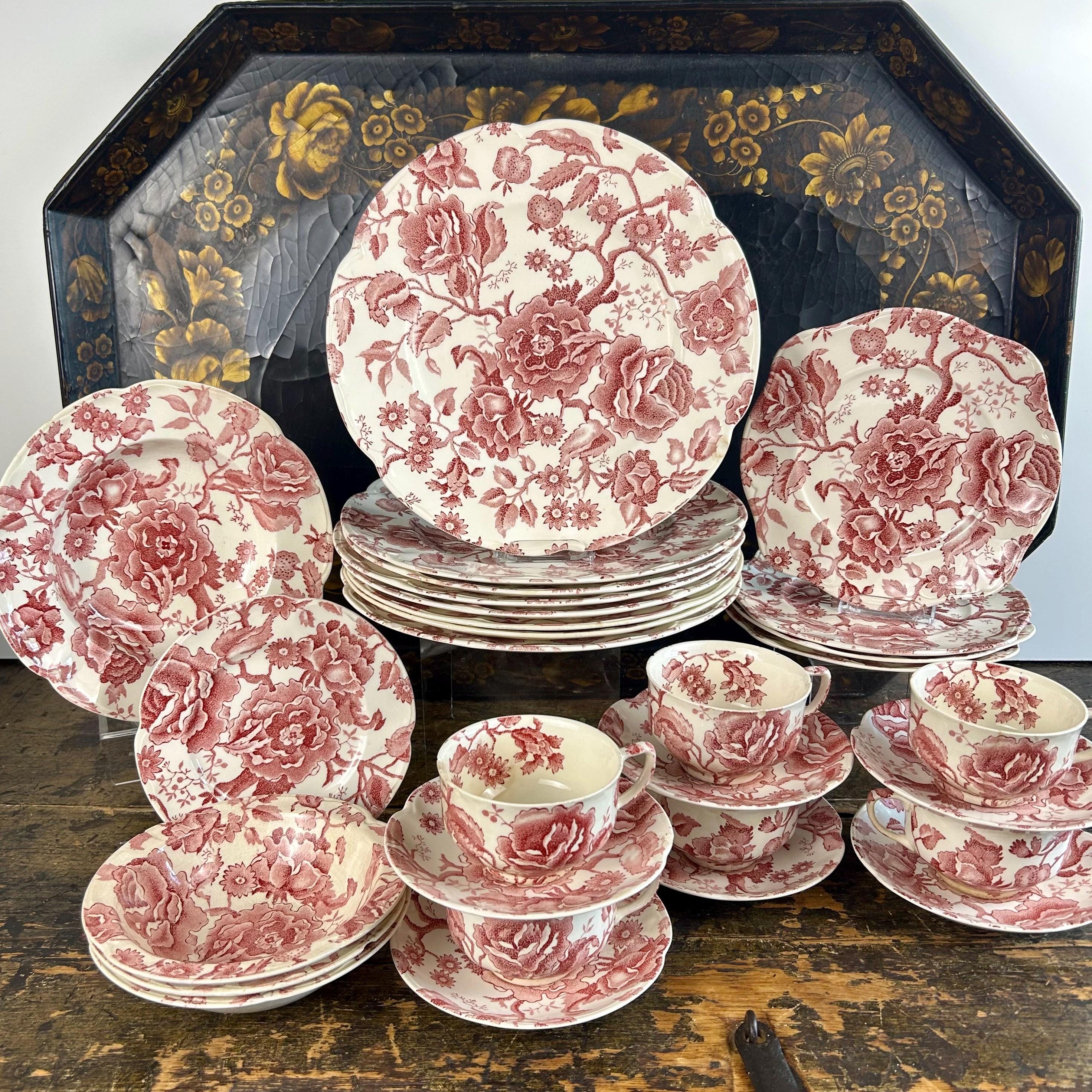 ジョアンダニエル錦　微根&ノーブルレッド錦&沙羅姫錦&エンシノ錦&フローレンス錦 Set of 29 Pieces Imperfect Johnson Brothers English Chippendale