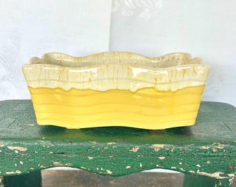 Vintage McCoy Rectangular Yellow and White Mcm Planter