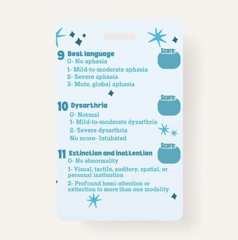 NIH Stroke Scale (NIHSS) Badge Buddy | Nursing Badge Buddies - Etsy