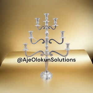 7 Arm - Brass Metal Candlestand | Candelabra | Candleholder 22in - 36in | Gold & Nickel