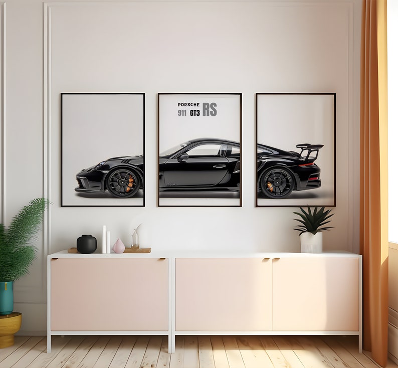 Black Porsche 911 GT3 RS Posters, Supercar Wall Poster, Boys Room Decor, Digital Art Print, Car Poster Collection, Car Enthusiast Gift image 3