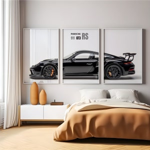 Black Porsche 911 GT3 RS Posters, Supercar Wall Poster, Boys Room Decor, Digital Art Print, Car Poster Collection, Car Enthusiast Gift image 4