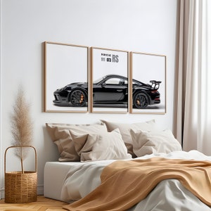 Black Porsche 911 GT3 RS Posters, Supercar Wall Poster, Boys Room Decor, Digital Art Print, Car Poster Collection, Car Enthusiast Gift image 2