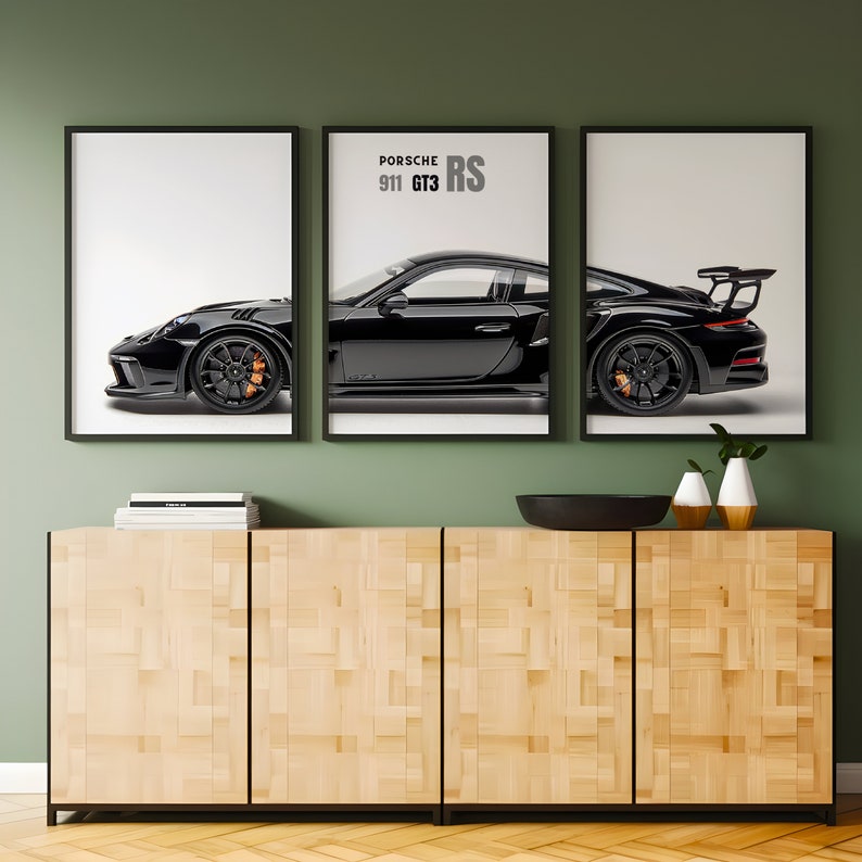 Black Porsche 911 GT3 RS Posters, Supercar Wall Poster, Boys Room Decor, Digital Art Print, Car Poster Collection, Car Enthusiast Gift image 6