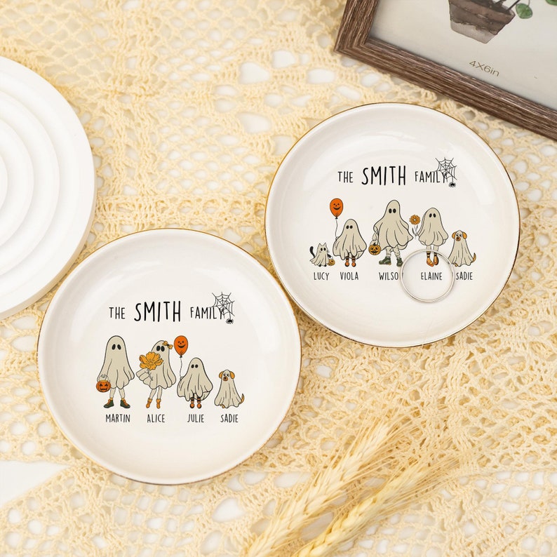 Custom Ghost Family Jewelry Dish,halloween Gifts,personalized Trinket