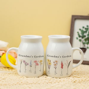 Personalized Grandma's Garden Flower Vase,Birthflower Vase,Custom Grandkid Name Flower Vase,Mothers Day Gifts for Grandma Mom Nana,Birthday image 6