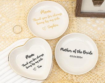 Personalisierte Schmuckschale für Mama, Mutter der Braut-Ringschale, weiße Keramik-Schmuckschale, personalisierte Text-Schmuckschale, Hochzeitsgeschenk für Sie