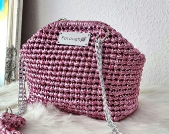 Clutch, Diskotasche, Schultertasche, Unikat, Rosatasche, glänzend