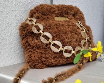 Handtasche, Kuscheltasche, Wintertasche, Schultertasche, Unikat