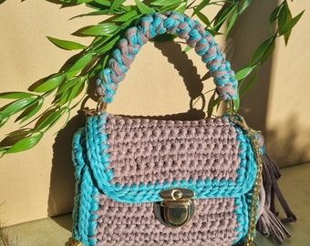 Stilvolle gehäkelte Handtasche,  Schultertasche,  Crossbody-Tasche,  trendige Tasche,