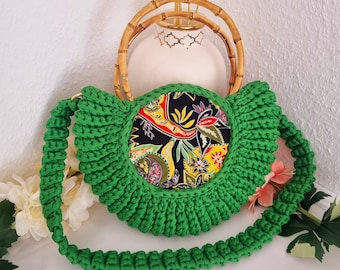 Stilvolle gehäkelte  rundetasche,  Schultertasche,  Crossbody-Tasche, Unikat