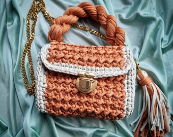 Stilvolle gehäkelte Handtasche,  Schultertasche,  Crossbody-Tasche,  trendige Tasche,