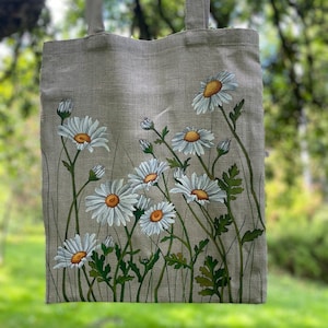 Unique Hand Painted Tote Bag, Personalized Hand Painted Custom Tote Bag, women&#39;s shopper bag, textile large size shopping bag, Unique gift