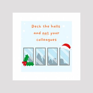 Décorez votre salle et pas vos collègues, carte de Noël drôle de collègue de travail avec un jeu de mots, ThatCardCompany.