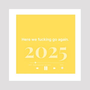 Aquí vamos de nuevo, joder, 2025, divertida tarjeta de Año Nuevo, ThatCardCompany.