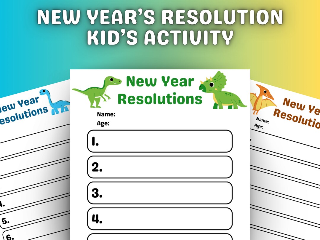 New Year's Resolutions Printable for Kids, New Year's Printable ...