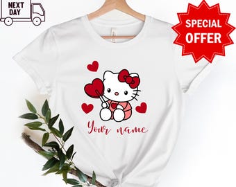 Personalized Hello Kitty T-Shirt: Custom Cartoon Birthday Gift, Valentines Day Gift