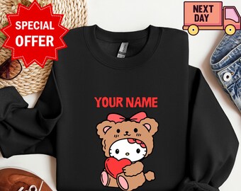 Sudadera personalizada de Hello Kitty: sudadera con capucha con nombre personalizado