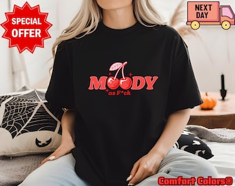 Camisa Moody Cherry Comfort Colors: estilo retro extragrande