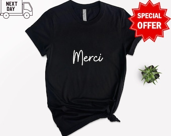 Merci Bella Canvas T-Shirt: French Thank You Tee