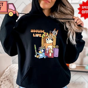 Bluey Characters Personalized Family Sweatshirt, Custom Bluey Mom Life Hoodie, Bluey Dad Life Hoodie, Bluey Sweater, Personalized Bluey Tee